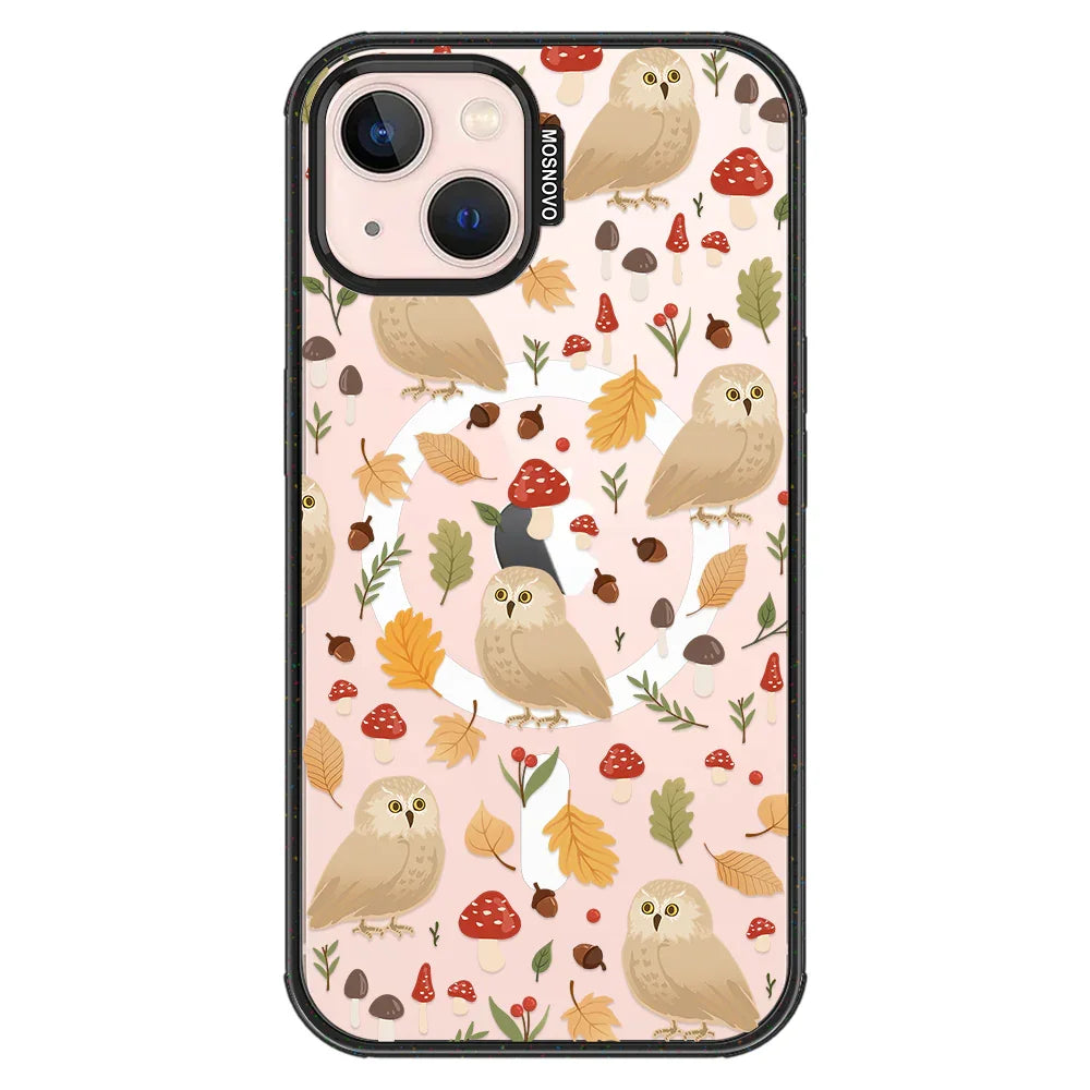 Autumn Owl Phone Case - iPhone 13 Case Clear Black ShockStone With MagSafe