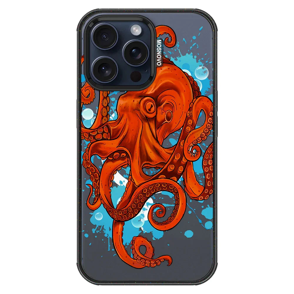 Octopus Phone Case - iPhone 15 Pro Max Case Clear Black ShockStone With MagSafe