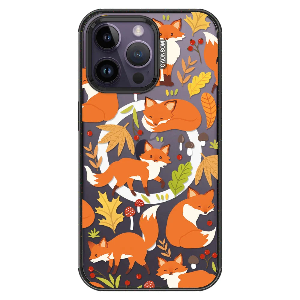 Autumn Fox Phone Case - iPhone 14 Pro Max Case Clear Black ShockStone With MagSafe
