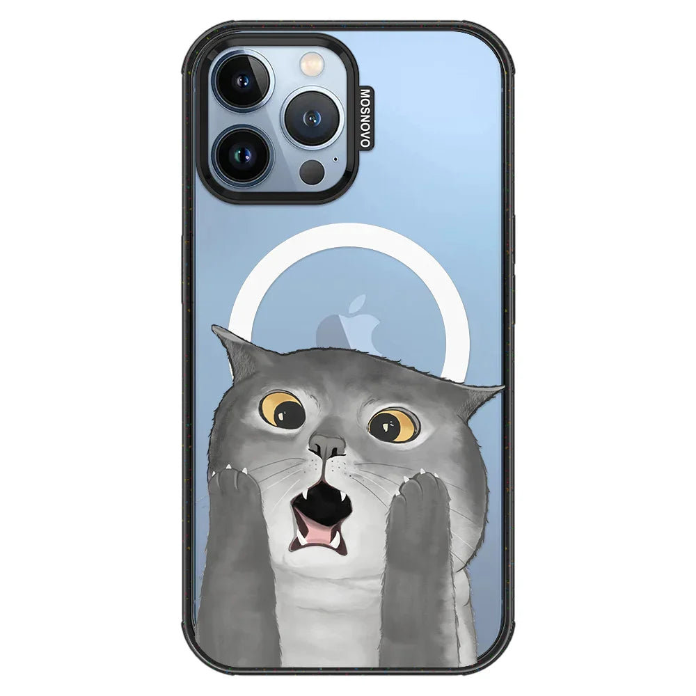 OMG Cat Phone Case - iPhone 13 Pro Max Case Clear Black ShockStone With MagSafe