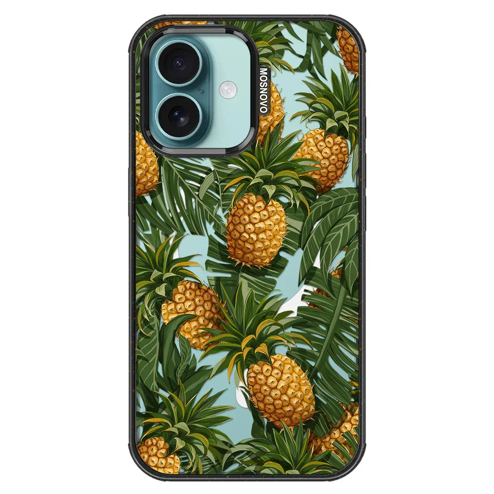 Pineapples Phone Case - iPhone 16 Case Clear Black ShockStone With MagSafe
