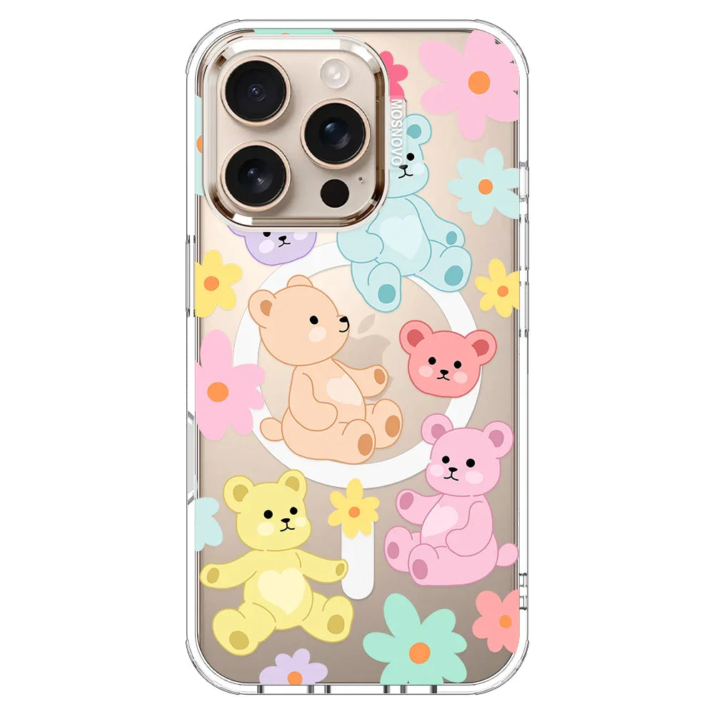 Cute Teddy Bear Phone Case - iPhone 16 Pro Case Clear With MagSafe
