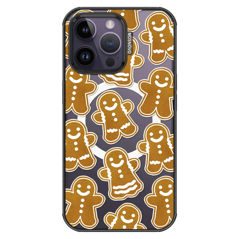 Ginger Breadman Phone Case - iPhone 14 Pro Max Case Clear Black ShockStone With MagSafe