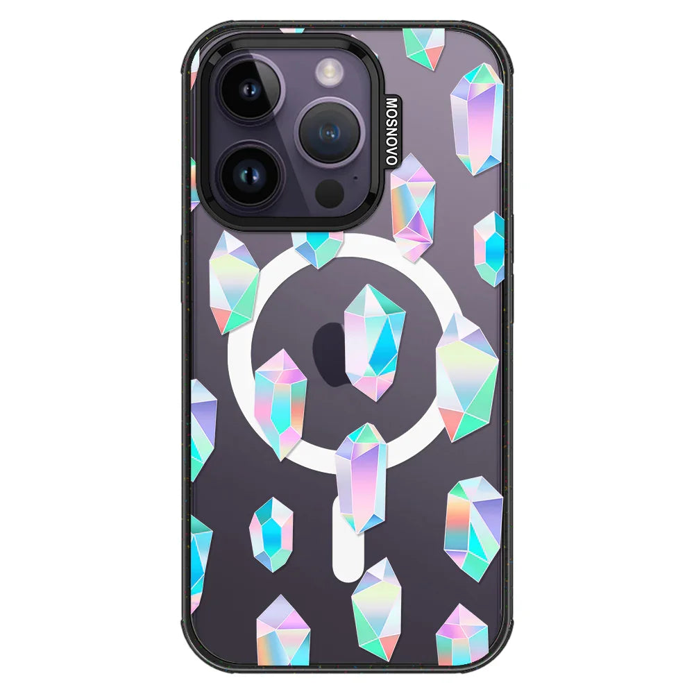 Crystal Gradient Diamond Phone Case - iPhone 14 Pro Case Clear Black ShockStone With MagSafe