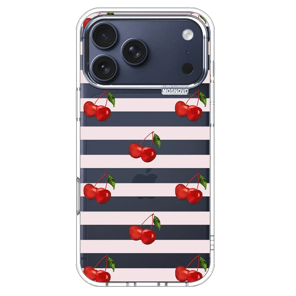 Pink Stripes Cherry Phone Case - iPhone 17 Pro Max Case  MOSNOVO