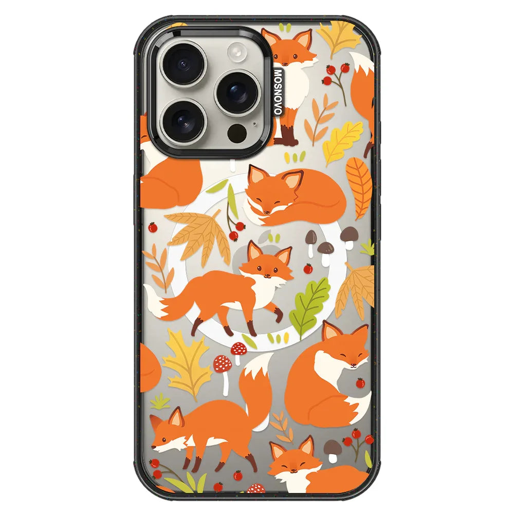 Autumn Fox Phone Case - iPhone 16 Pro Max Case Clear Black ShockStone With MagSafe