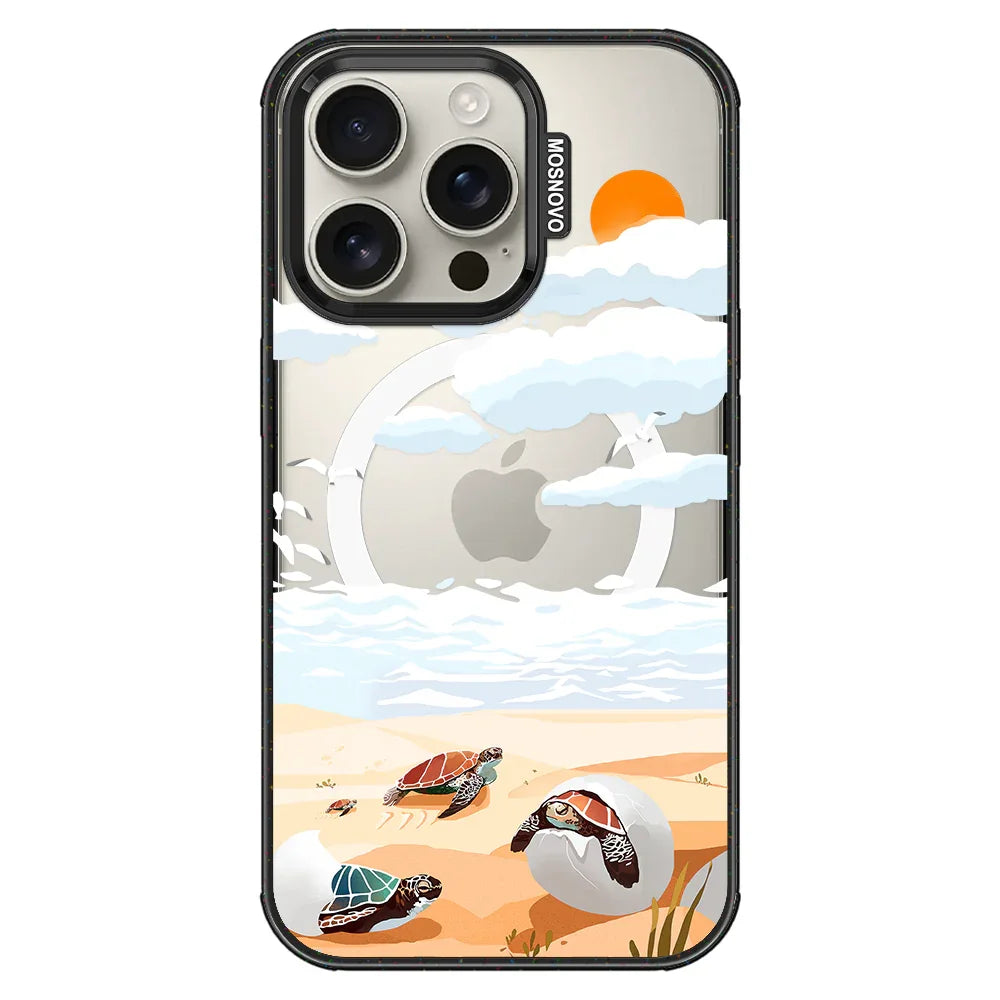 Baby Sea Turtle Phone Case - iPhone 16 Pro Case Clear Black ShockStone With MagSafe