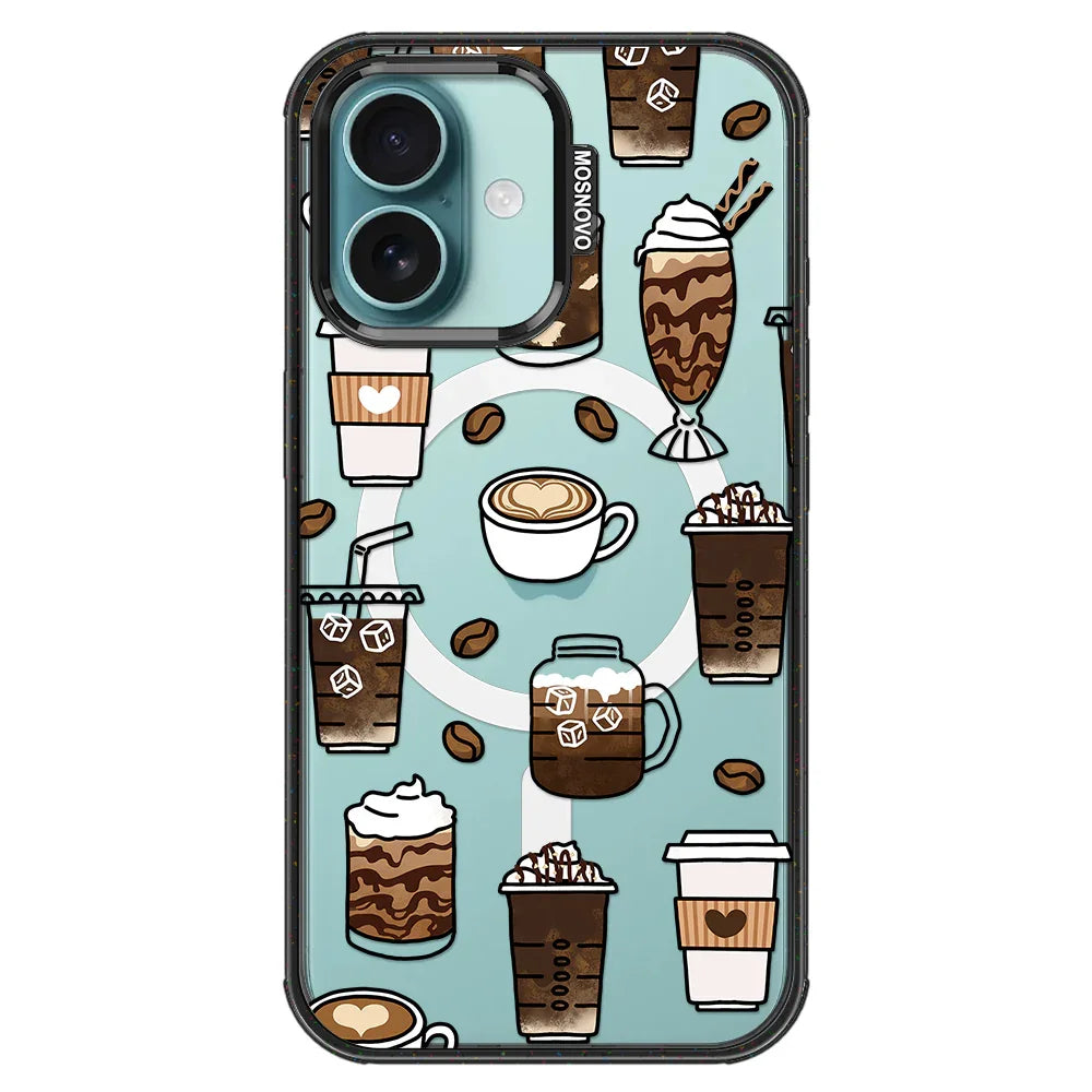 Coffee Phone Case - iPhone 16 Case Clear Black ShockStone With MagSafe