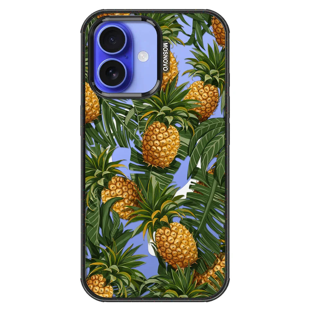 Pineapples Phone Case - iPhone 16 Case Clear Black ShockStone With MagSafe