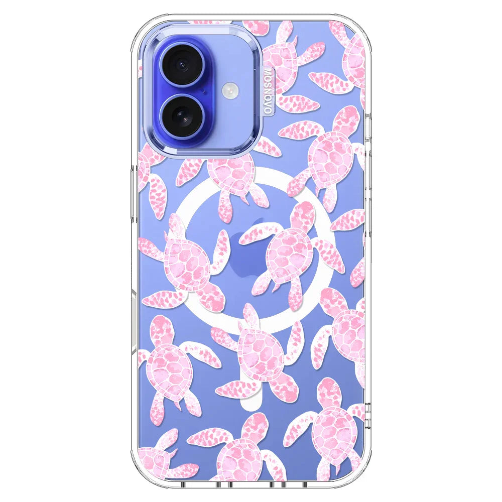 Pink Turtle Phone Case - iPhone 16 Plus Case Clear With MagSafe