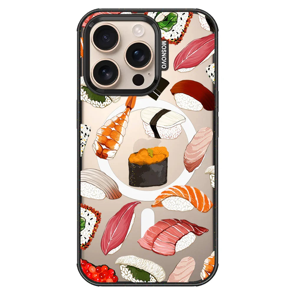 Sushi Phone Case - iPhone 16 Pro Case Clear Black ShockStone With MagSafe
