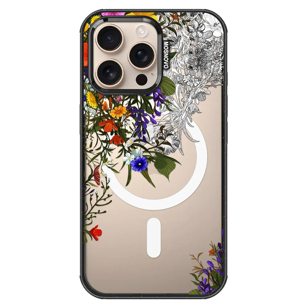 Spring Meadow Phone Case - iPhone 16 Pro Max Case Clear Black ShockStone With MagSafe