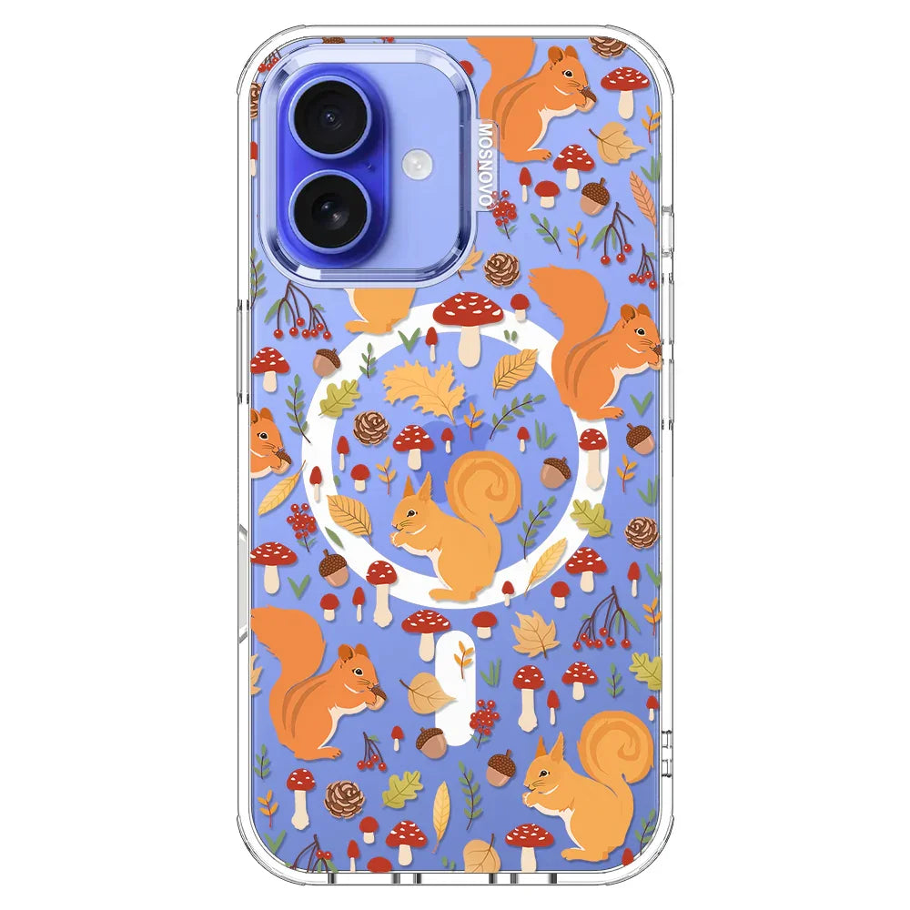 Autumn Squirrel Phone Case - iPhone 16 Plus Case Clear With MagSafe