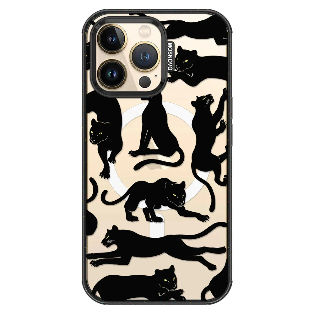 Black Panther Phone Case - iPhone 13 Pro Case Clear Black ShockStone With MagSafe