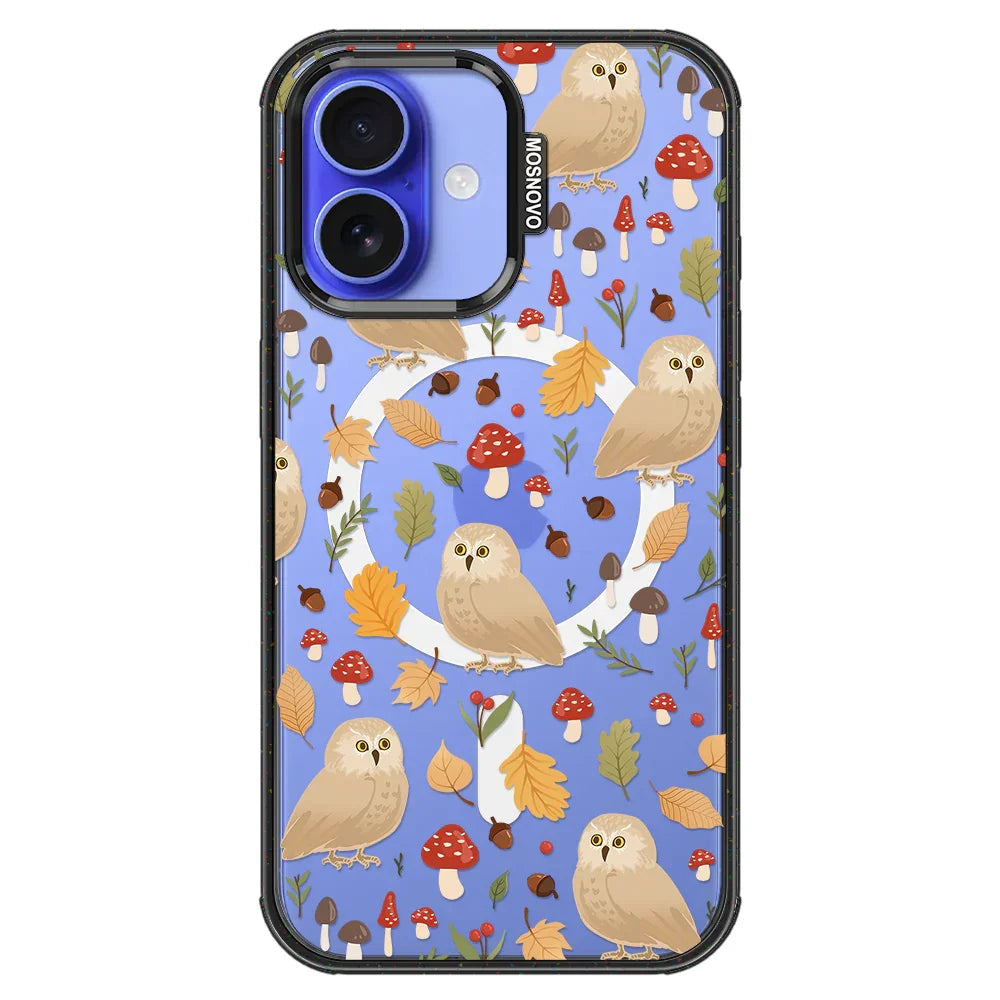Autumn Owl Phone Case - iPhone 16 Plus Case Clear Black ShockStone With MagSafe