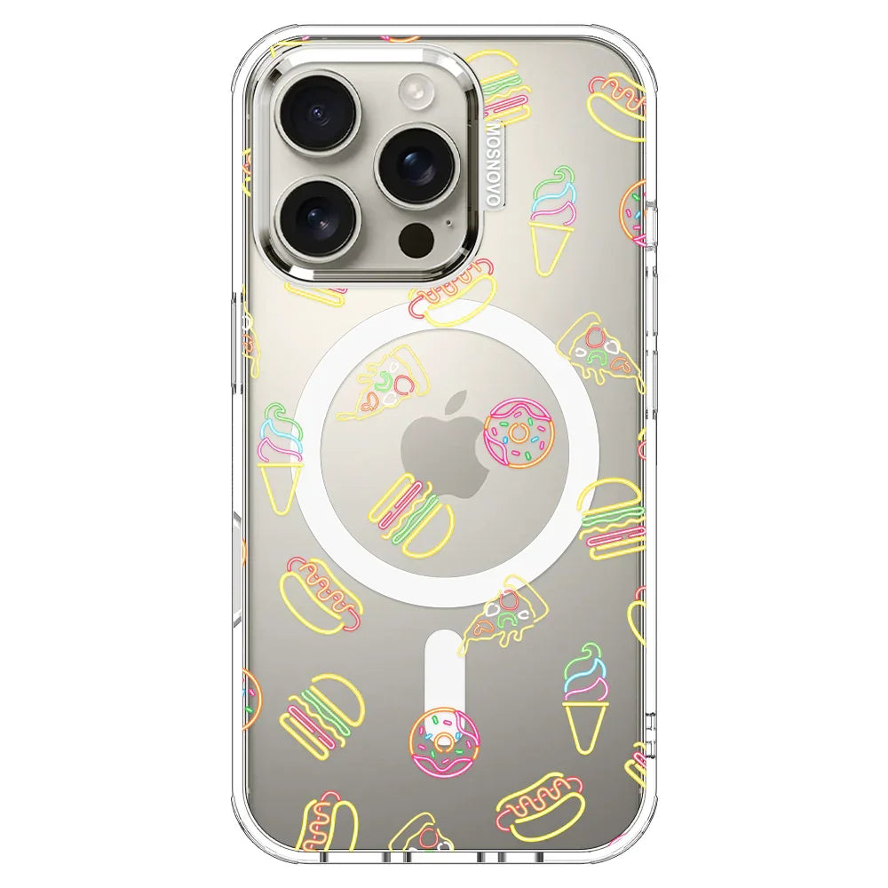 Neon Junk Food Phone Case - iPhone 16 Pro Case Clear With MagSafe
