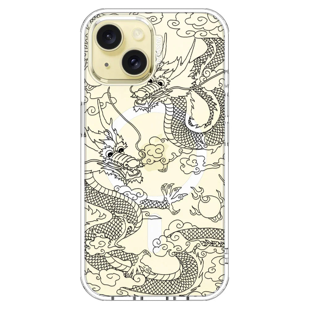 Black Dragon Phone Case - iPhone 15 Case Clear With MagSafe