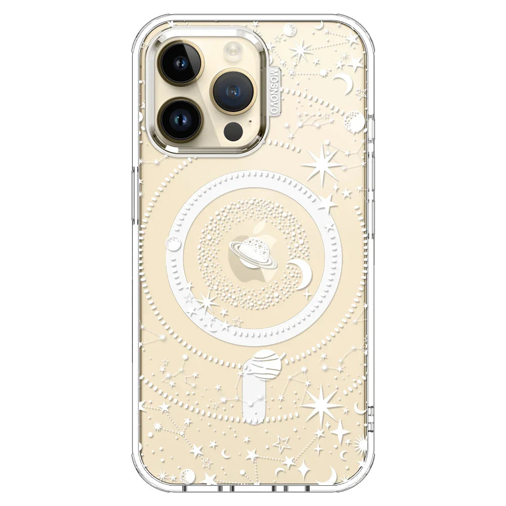 White Galaxy Phone Case - iPhone 14 Pro Max Case Clear With MagSafe