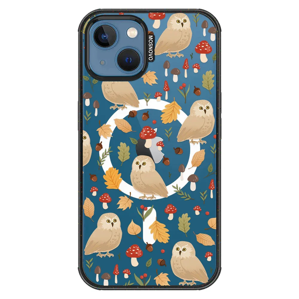 Autumn Owl Phone Case - iPhone 13 Case Clear Black ShockStone With MagSafe