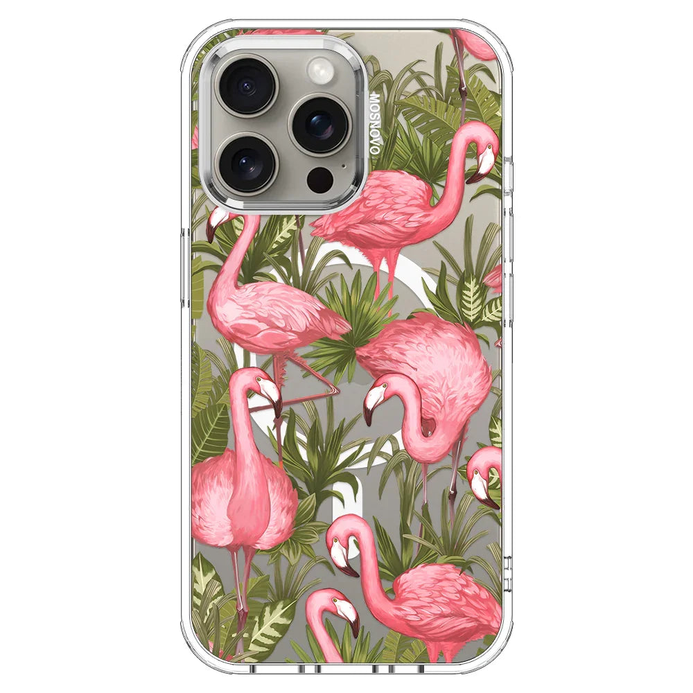 Flamingo Art Phone Case - iPhone 15 Pro Max Case Clear With MagSafe
