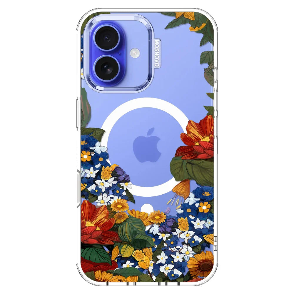 Floral Garden Phone Case - iPhone 16 Plus Case Clear With MagSafe