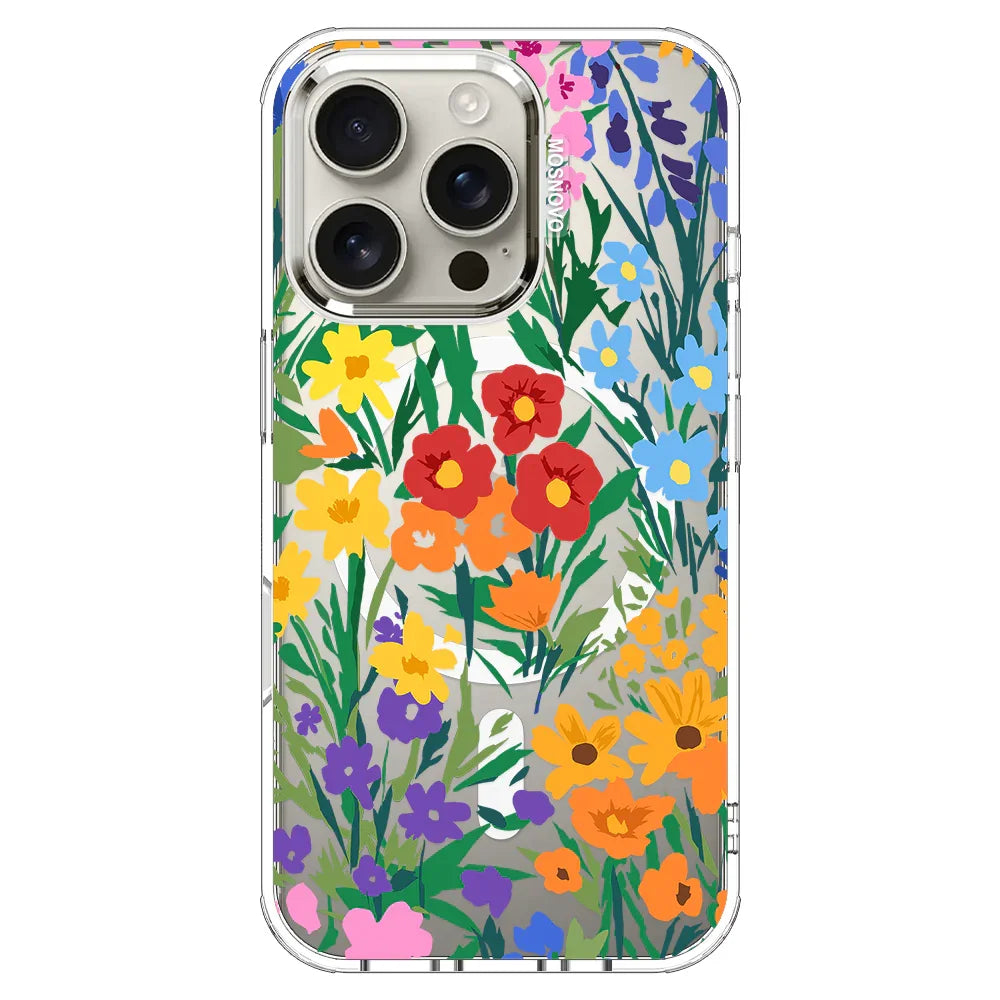 Spring Botanical Flower Floral Phone Case - iPhone 16 Pro Case Clear With MagSafe