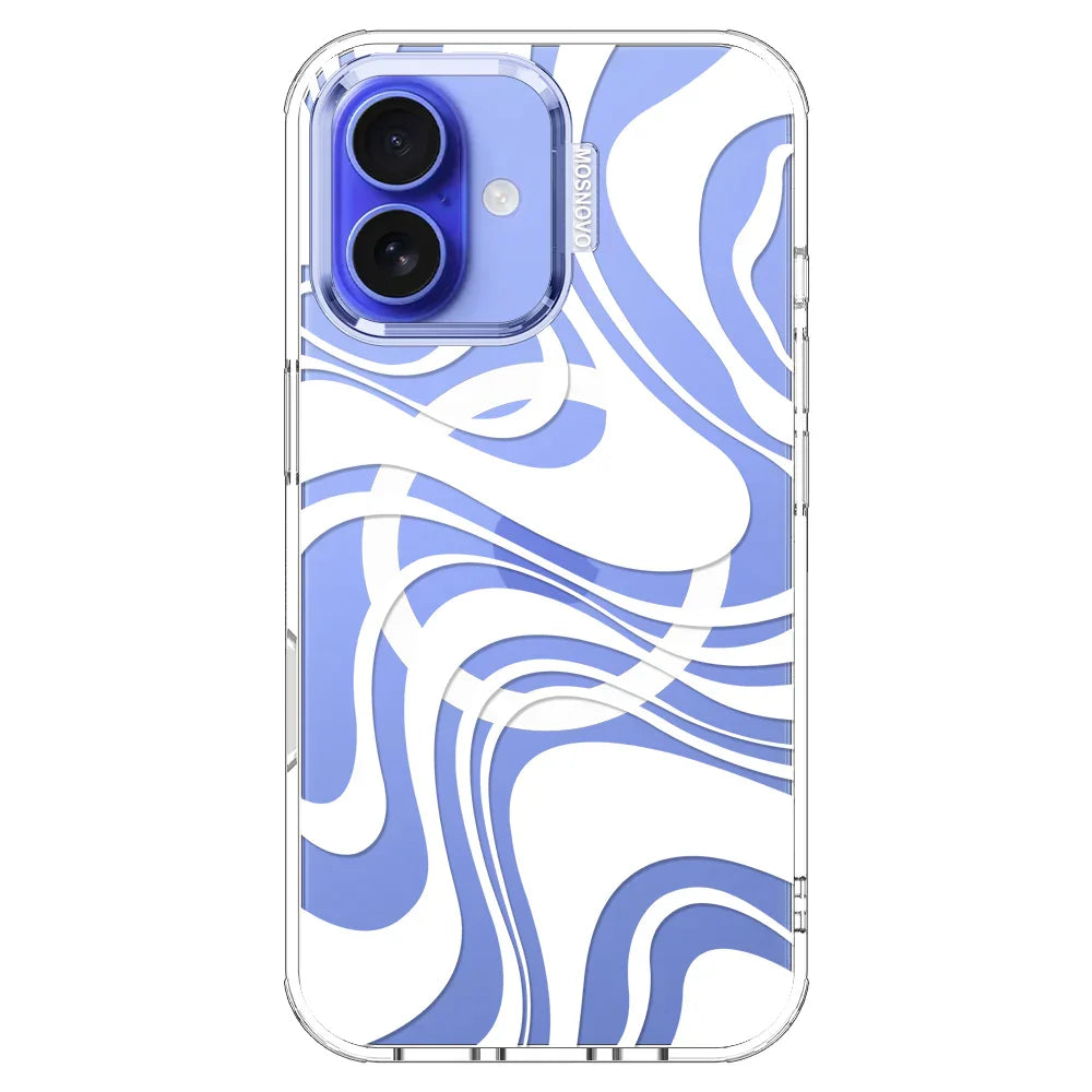 White Swirl Phone Case - iPhone 16 Case Clear With MagSafe