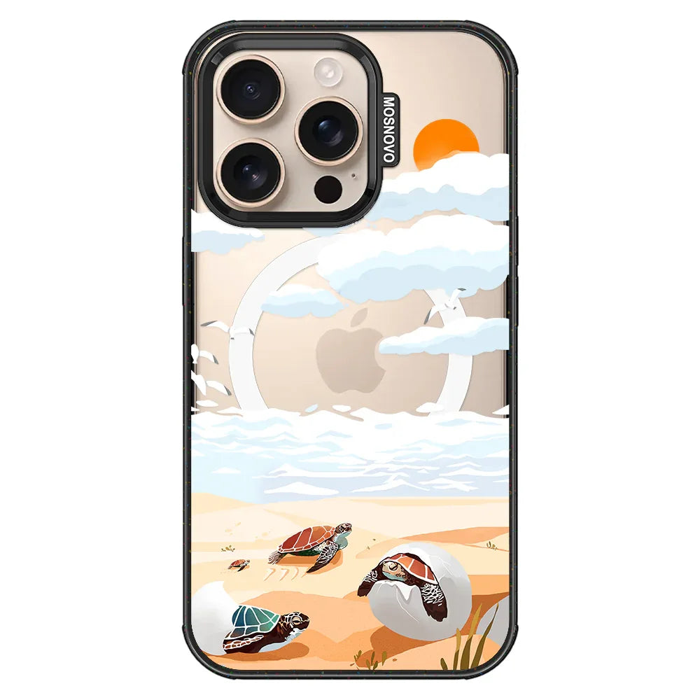 Baby Sea Turtle Phone Case - iPhone 16 Pro Case Clear Black ShockStone With MagSafe