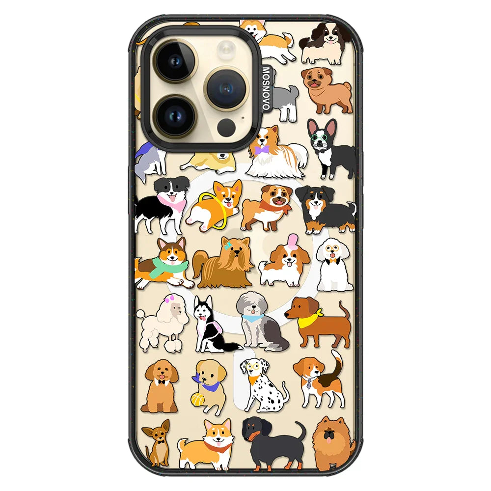 Cute Puppy Phone Case - iPhone 14 Pro Max Case Clear Black ShockStone With MagSafe