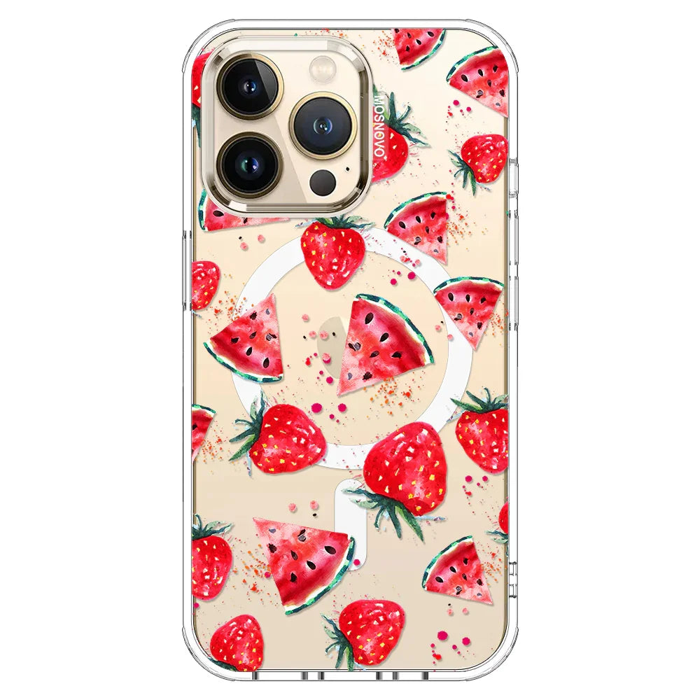 Watermelon Strawberry Phone Case - iPhone 13 Pro Case Clear With MagSafe