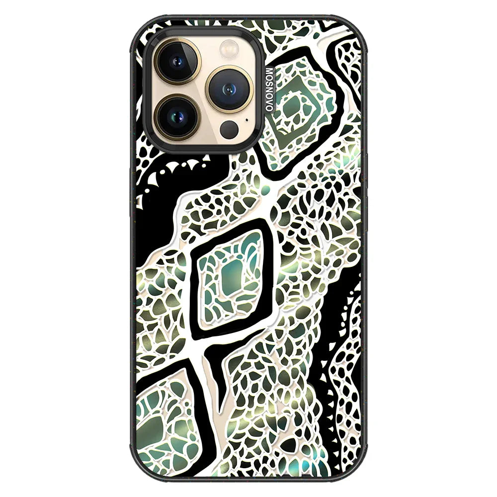 Jade Snake Phone Case - iPhone 13 Pro Case Clear Black ShockStone With MagSafe