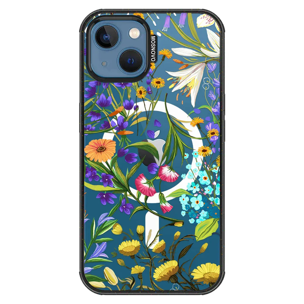 Summer Flower Holidays Phone Case - iPhone 13 Case Clear Black ShockStone With MagSafe
