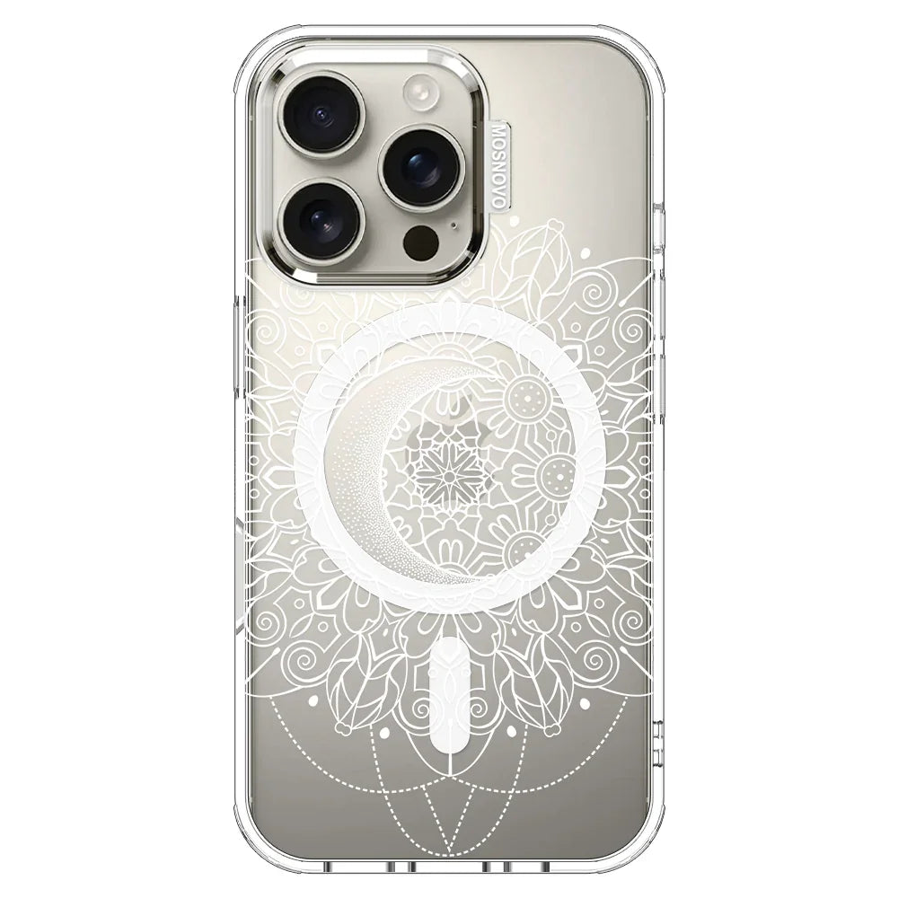 Celestial Moon Mandala Phone Case - iPhone 16 Pro Case Clear With MagSafe