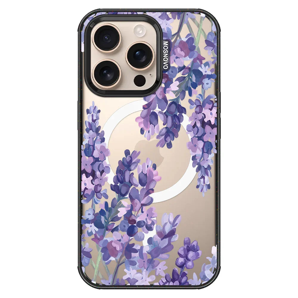 Lavender Phone Case - iPhone 16 Pro Case Clear Black ShockStone With MagSafe