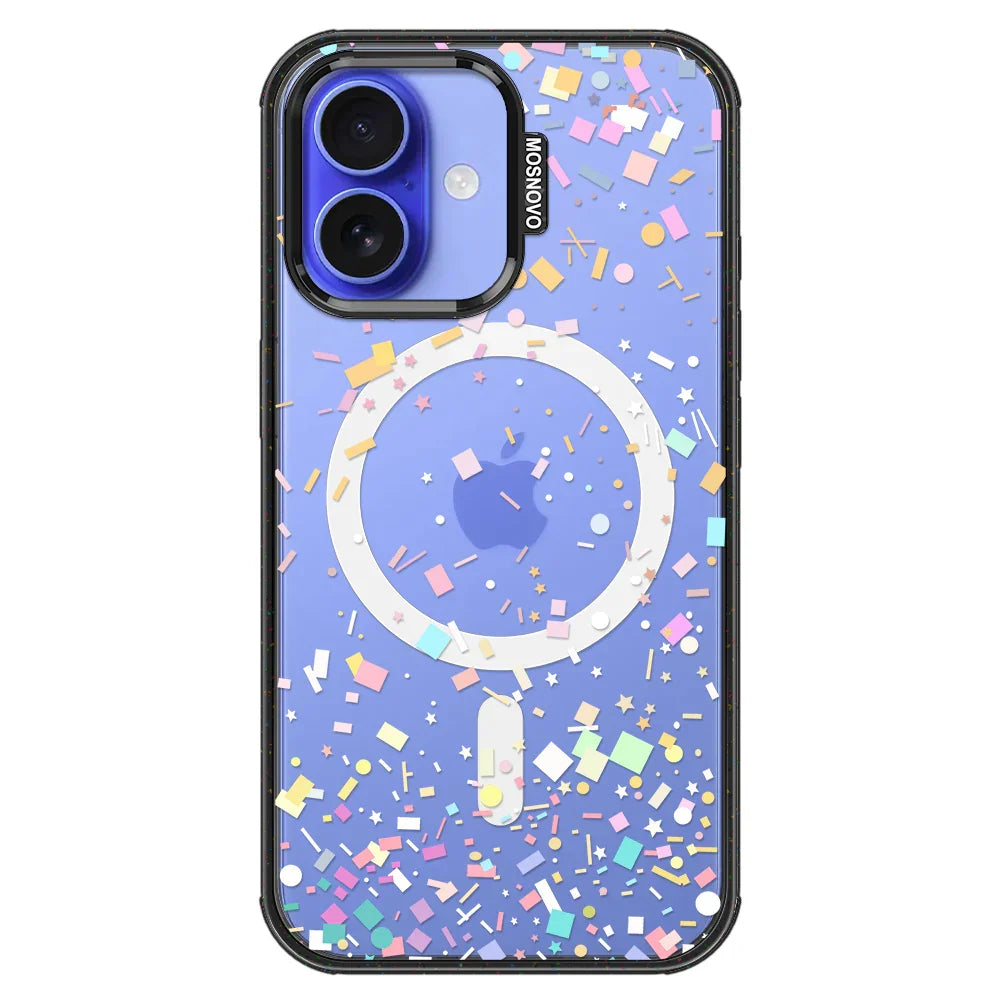 Confetti Phone Case - iPhone 16 Plus Case Clear Black ShockStone With MagSafe