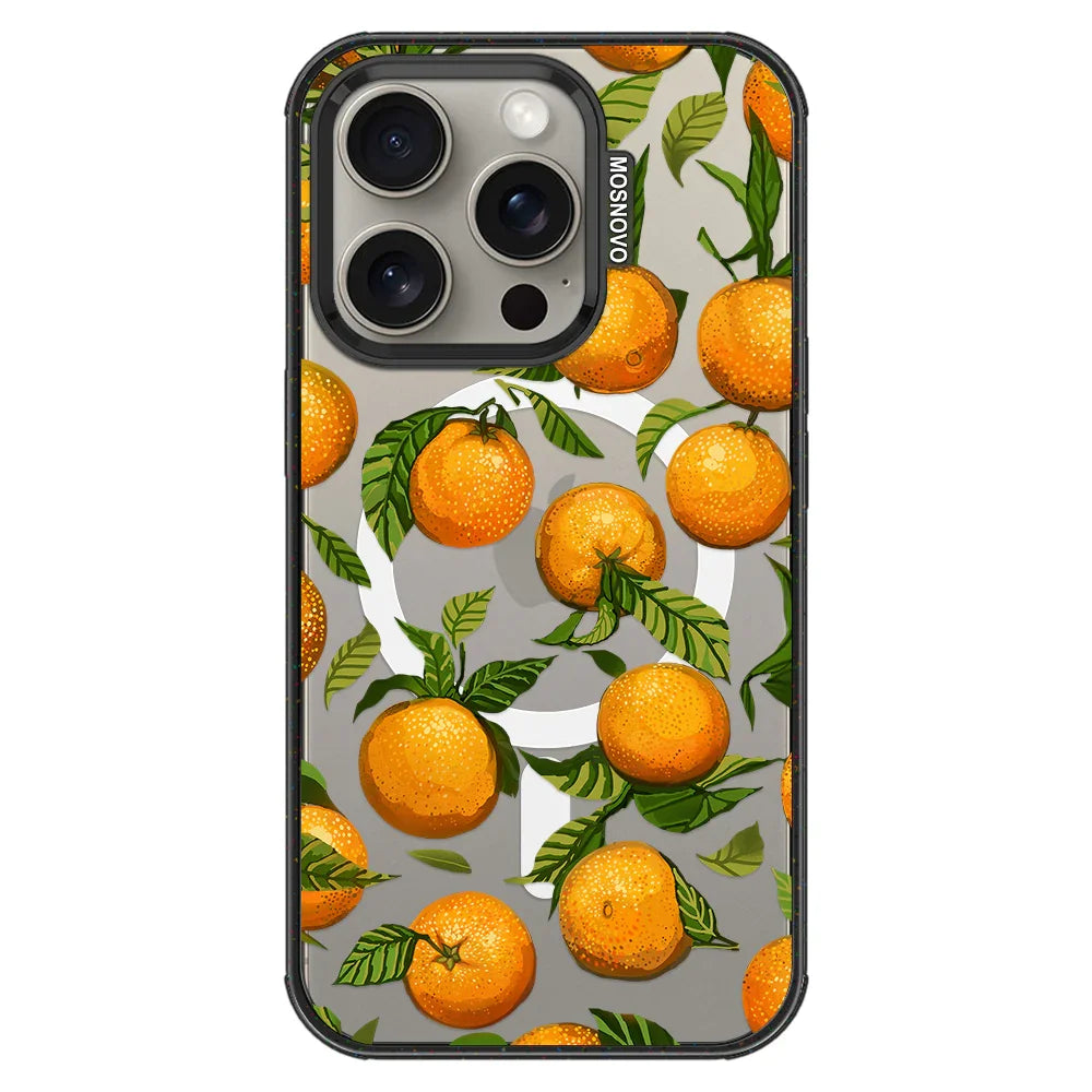 Tangerine Phone Case - iPhone 15 Pro Case Clear Black ShockStone With MagSafe