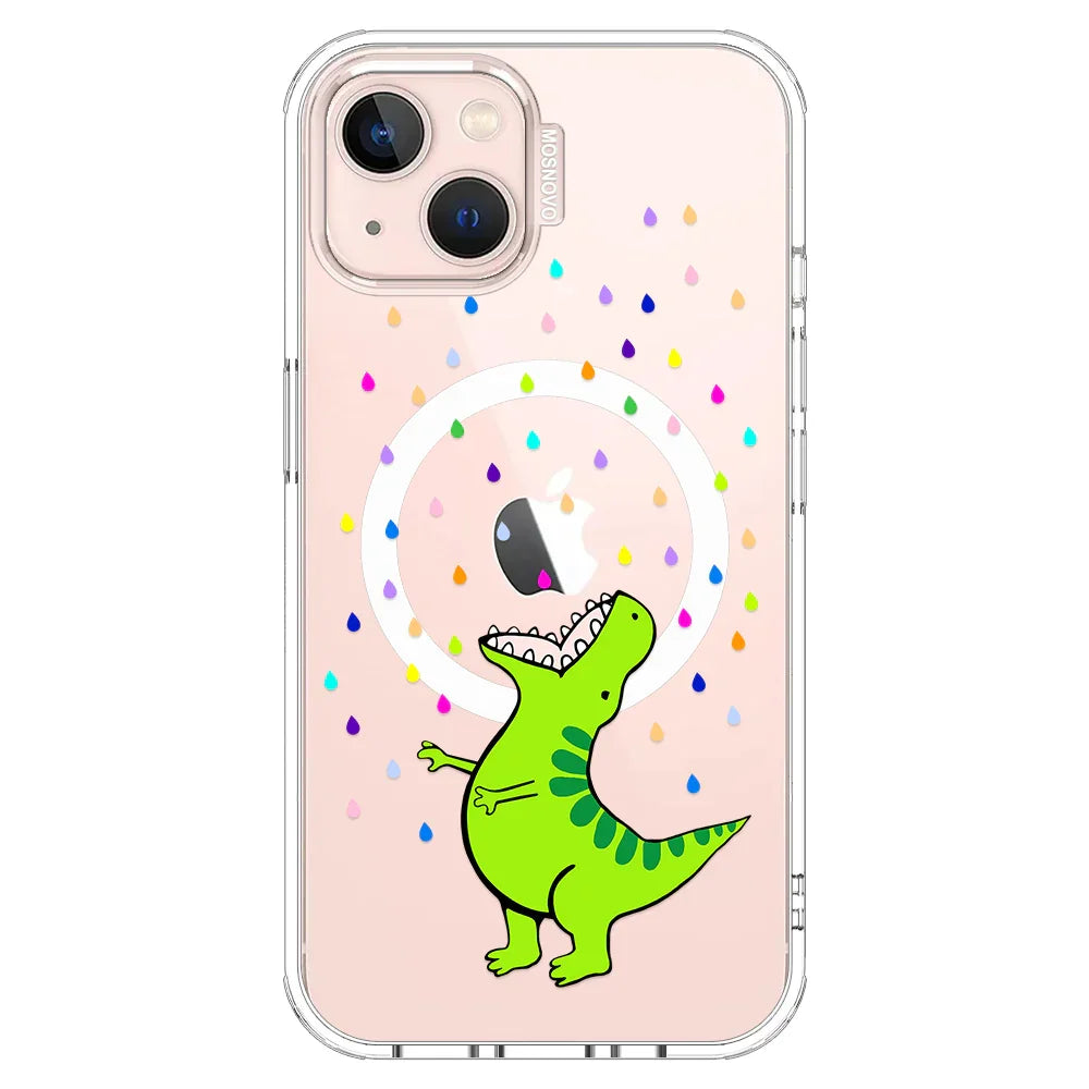Rainbow Dinosaur Phone Case - iPhone 13 Case Clear With MagSafe