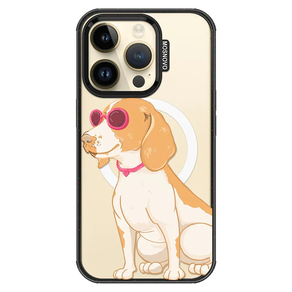 Cute Beagle Phone Case - iPhone 14 Pro Case Clear Black ShockStone With MagSafe