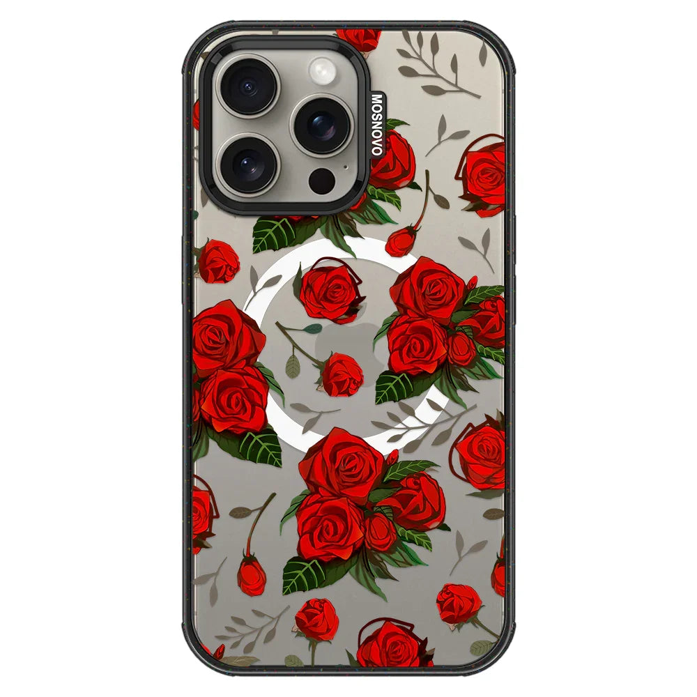 Roses Phone Case - iPhone 15 Pro Max Case Clear Black ShockStone With MagSafe
