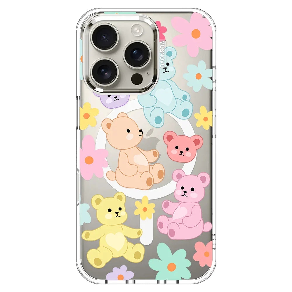 Cute Teddy Bear Phone Case - iPhone 16 Pro Case Clear With MagSafe
