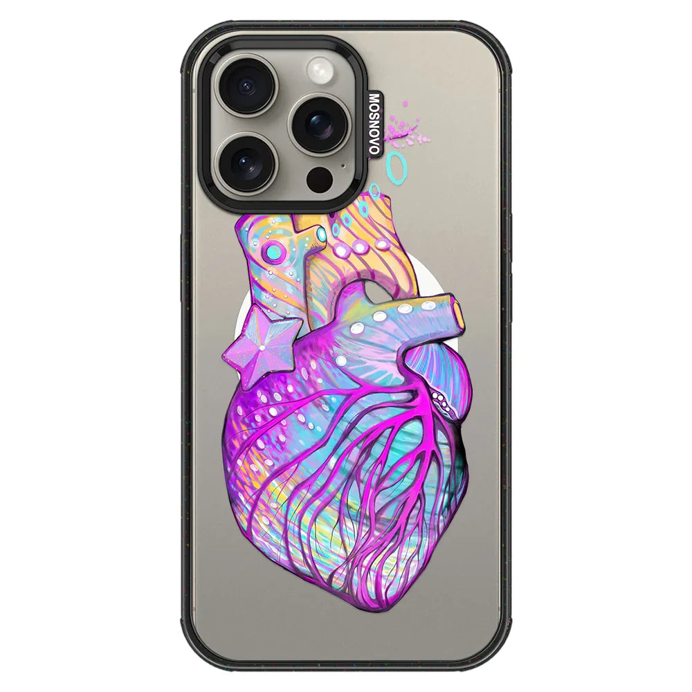 Art of Heart Phone Case - iPhone 15 Pro Max Case Clear Black ShockStone With MagSafe