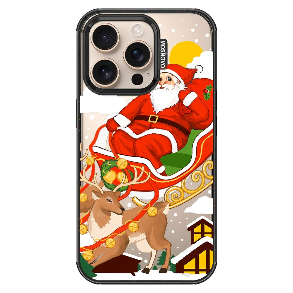Santa Claus Phone Case - iPhone 16 Pro Case Clear Black ShockStone With MagSafe