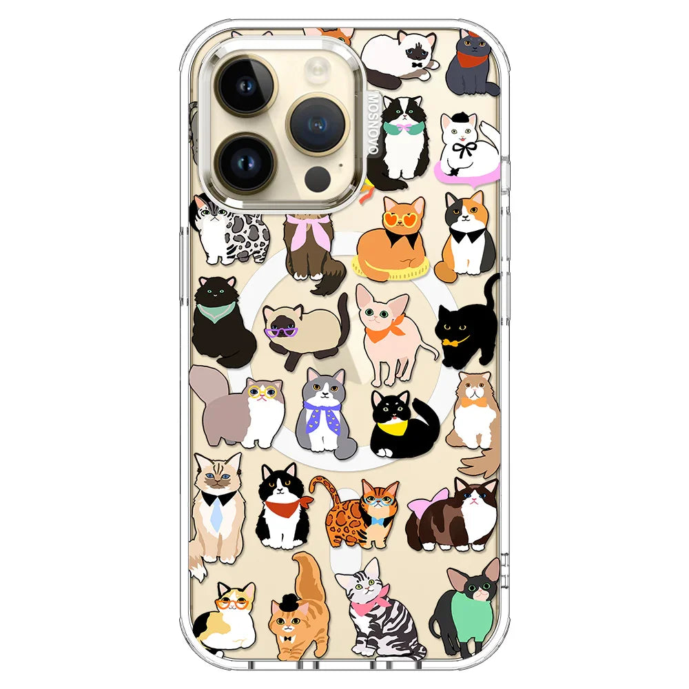 Cute Cat Phone Case - iPhone 14 Pro Max Case Clear With MagSafe