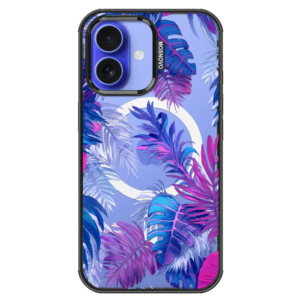 Fancy Palm Leaf Phone Case - iPhone 16 Case Clear Black ShockStone With MagSafe