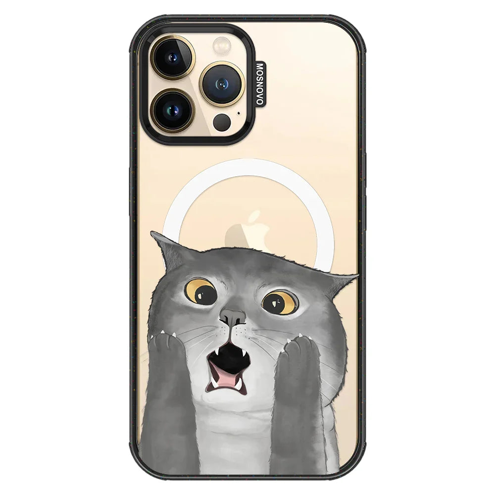 OMG Cat Phone Case - iPhone 13 Pro Max Case Clear Black ShockStone With MagSafe