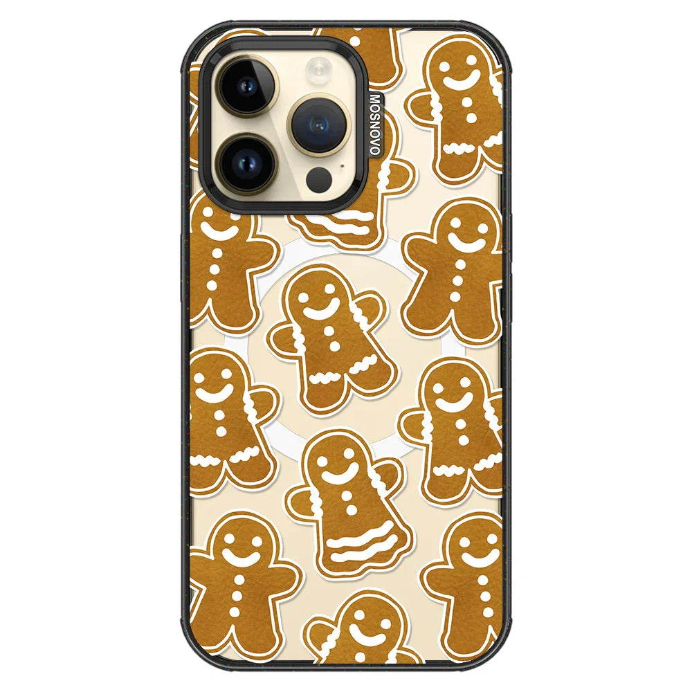 Ginger Breadman Phone Case - iPhone 14 Pro Max Case Clear Black ShockStone With MagSafe