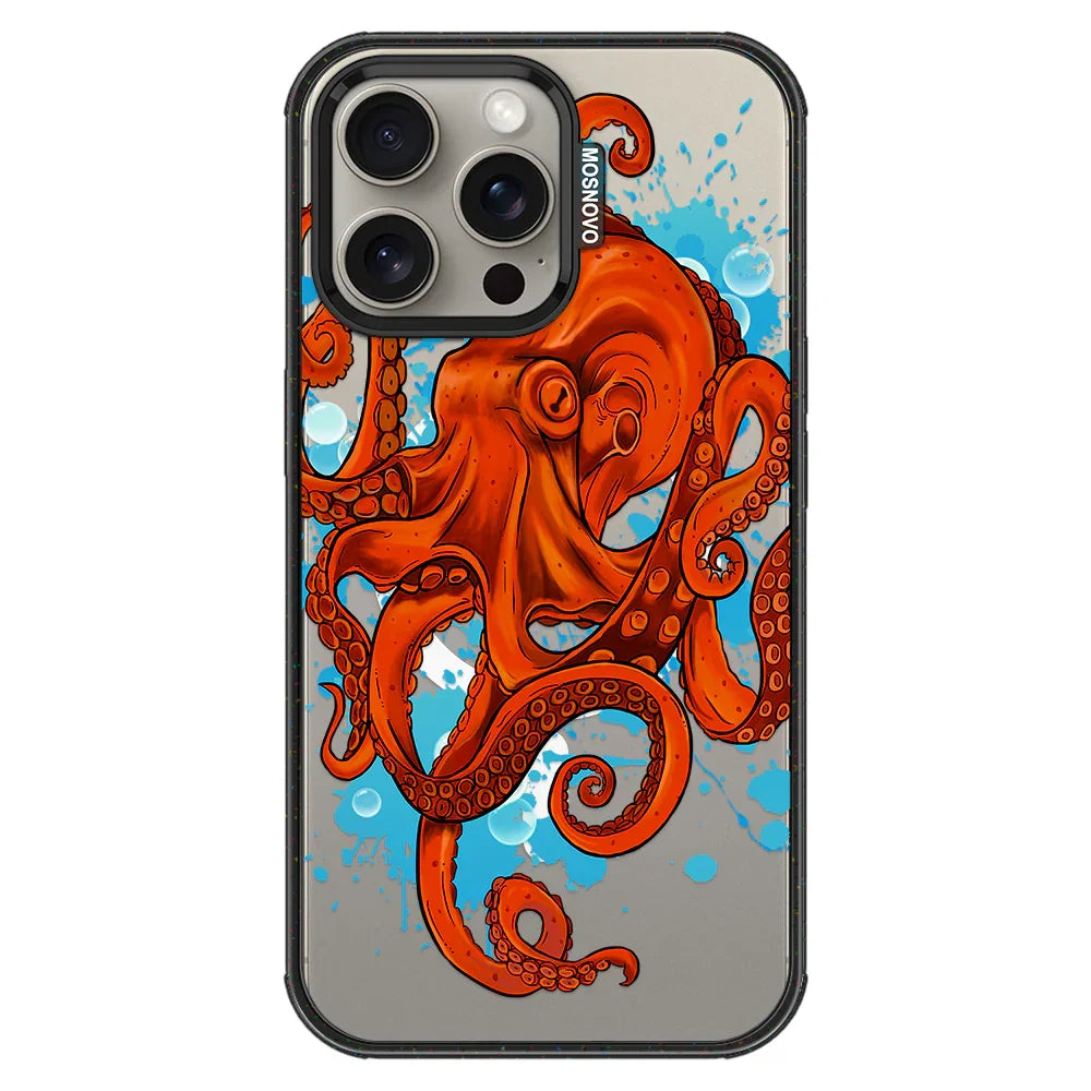 Octopus Phone Case - iPhone 15 Pro Max Case Clear Black ShockStone With MagSafe