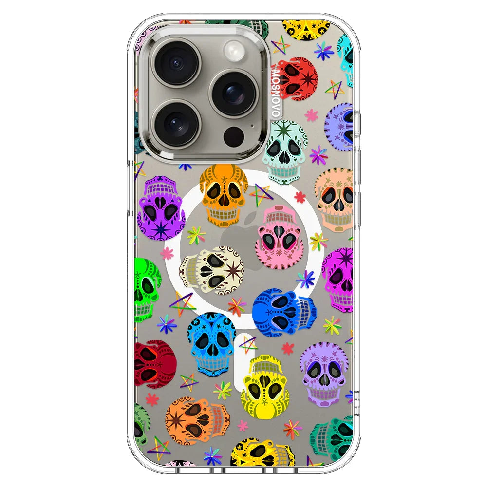 Sugar Skull Phone Case - iPhone 15 Pro Case Clear With MagSafe