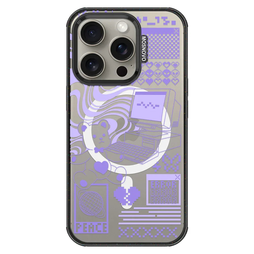 Y2K Aesthetic Phone Case - iPhone 15 Pro Case Clear Black ShockStone With MagSafe