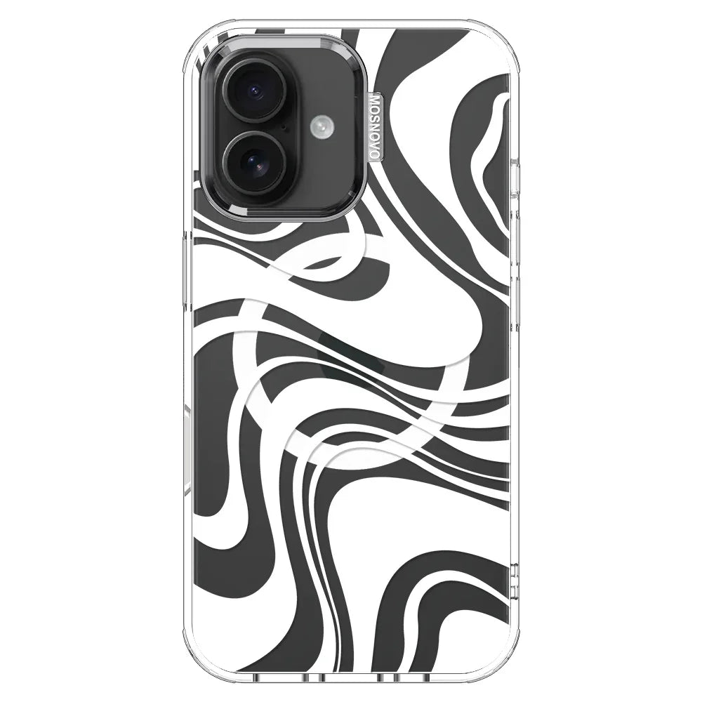 White Swirl Phone Case - iPhone 16 Case Clear With MagSafe